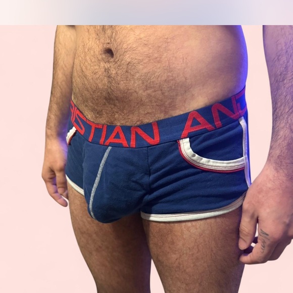 Men's Andrew Christian navy and red boxer briefs - Picture 2 of 2